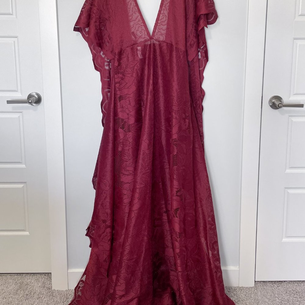 Red lace maxi dress